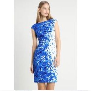 Ralph Lauren 8P Blue Floral Ruched Shift Dress NWT